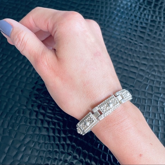 D’MOLINA MEXICO TAXCO STERLING SILVER DOTTED PANEL BRACELET VINTAGE - Picture 6 of 11